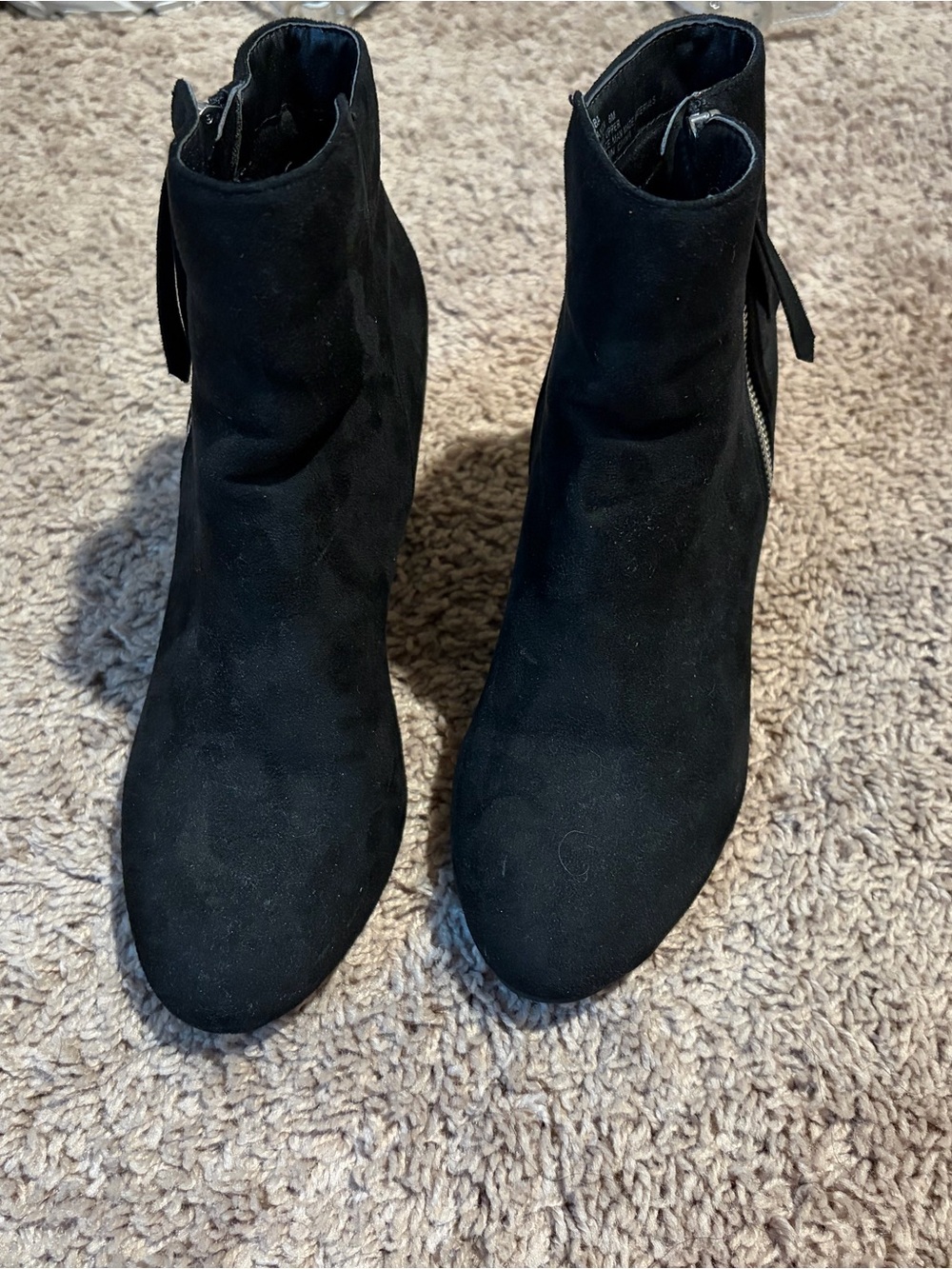 Women's Black Suede Ankle Boots - Classic Side Zip
